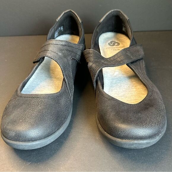 Cloudsteppers By Clark’s Black Vegan Leather Mary Jane Shoes Size 8.5 - Picture 2 of 7